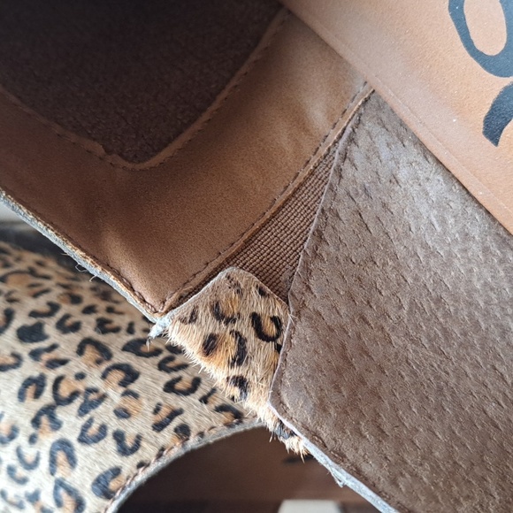 OTBT Coyote Animal Print Hair Hide Leather D’Orsay Slip On Boho Loafers Booties - Picture 8 of 11